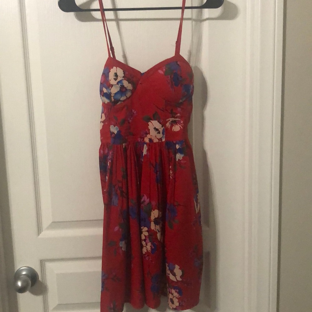 Red floral dress